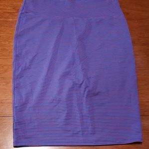 Blue/orange stripped pencil skirt